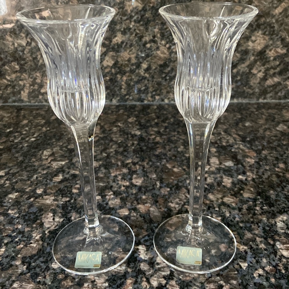 Pair Mikasa Icicles Crystal candlestick holders